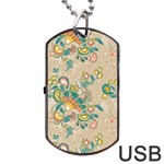 Hand drawn batik floral pattern Dog Tag USB Flash (Two Sides) Front