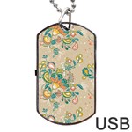 Hand drawn batik floral pattern Dog Tag USB Flash (Two Sides) Back