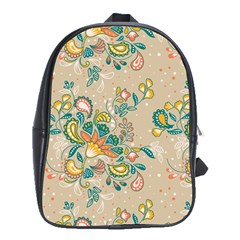 Hand drawn batik floral pattern School Bags (XL) 