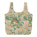 Hand drawn batik floral pattern Full Print Recycle Bags (L)  Front