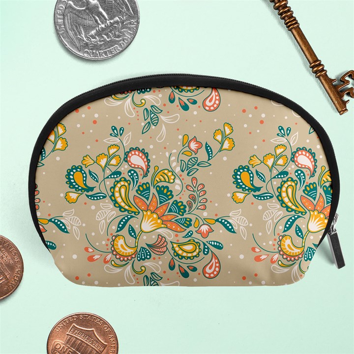 Hand drawn batik floral pattern Accessory Pouches (Large) 