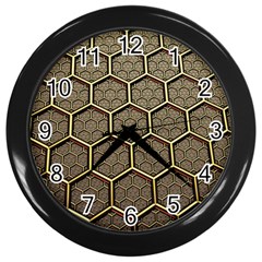 Texture Hexagon Pattern Wall Clocks (Black)