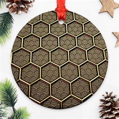 Texture Hexagon Pattern Round Ornament (Two Sides)