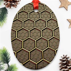 Texture Hexagon Pattern Oval Ornament (Two Sides)