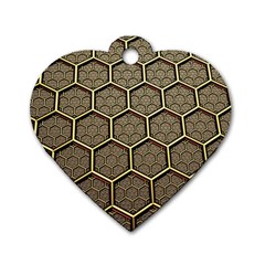 Texture Hexagon Pattern Dog Tag Heart (Two Sides)