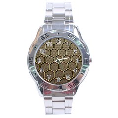 Texture Hexagon Pattern Stainless Steel Analogue Watch