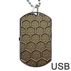 Texture Hexagon Pattern Dog Tag USB Flash (One Side)