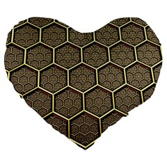 Texture Hexagon Pattern Large 19  Premium Heart Shape Cushions