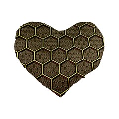 Texture Hexagon Pattern Standard 16  Premium Flano Heart Shape Cushions