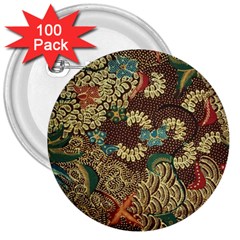 Traditional Batik Art Pattern 3  Buttons (100 pack) 