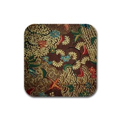 Traditional Batik Art Pattern Rubber Square Coaster (4 pack) 