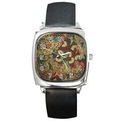 Traditional Batik Art Pattern Square Metal Watch