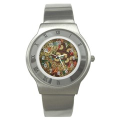 Traditional Batik Art Pattern Stainless Steel Watch