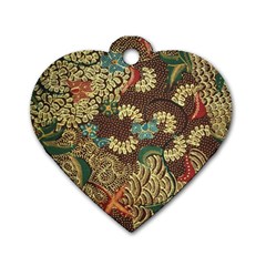 Traditional Batik Art Pattern Dog Tag Heart (One Side)