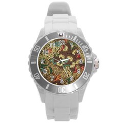 Traditional Batik Art Pattern Round Plastic Sport Watch (L)