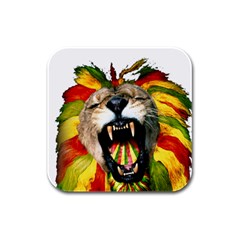 Reggae Lion Rubber Square Coaster (4 pack) 