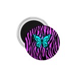 Zebra Stripes Black Pink   Butterfly Turquoise 1.75  Magnets Front