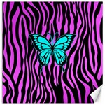 Zebra Stripes Black Pink   Butterfly Turquoise Canvas 12  x 12   11.4 x11.56  Canvas - 1