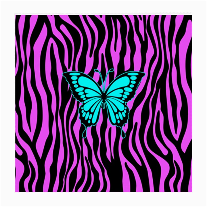 Zebra Stripes Black Pink   Butterfly Turquoise Medium Glasses Cloth (2-Side)