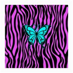 Zebra Stripes Black Pink   Butterfly Turquoise Medium Glasses Cloth (2-Side) Back