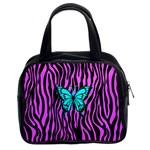 Zebra Stripes Black Pink   Butterfly Turquoise Classic Handbags (2 Sides) Front