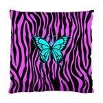 Zebra Stripes Black Pink   Butterfly Turquoise Standard Cushion Case (One Side) Front