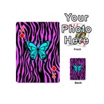 Zebra Stripes Black Pink   Butterfly Turquoise Playing Cards 54 (Mini)  Front - Diamond2