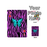 Zebra Stripes Black Pink   Butterfly Turquoise Playing Cards 54 (Mini)  Front - Diamond7