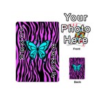 Zebra Stripes Black Pink   Butterfly Turquoise Playing Cards 54 (Mini)  Front - Joker1