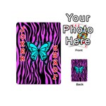 Zebra Stripes Black Pink   Butterfly Turquoise Playing Cards 54 (Mini)  Front - Joker2