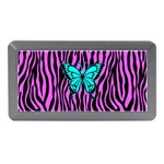 Zebra Stripes Black Pink   Butterfly Turquoise Memory Card Reader (Mini) Front