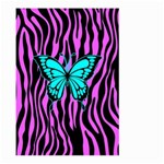 Zebra Stripes Black Pink   Butterfly Turquoise Large Garden Flag (Two Sides) Front