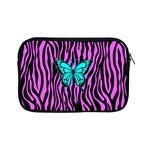 Zebra Stripes Black Pink   Butterfly Turquoise Apple iPad Mini Zipper Cases Front