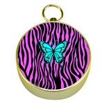 Zebra Stripes Black Pink   Butterfly Turquoise Gold Compasses Front