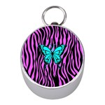 Zebra Stripes Black Pink   Butterfly Turquoise Mini Silver Compasses Front