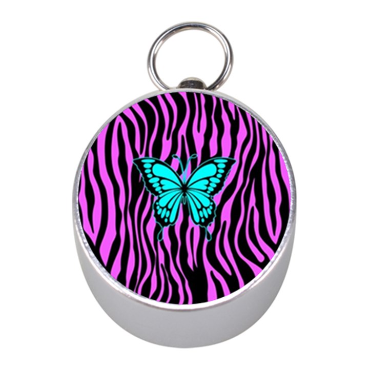 Zebra Stripes Black Pink   Butterfly Turquoise Mini Silver Compasses