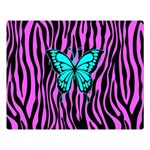 Zebra Stripes Black Pink   Butterfly Turquoise Double Sided Flano Blanket (Large)  80 x60  Blanket Front