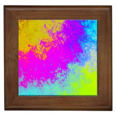 Grunge Radial Gradients Red Yellow Pink Cyan Green Framed Tiles by EDDArt