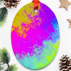 Grunge Radial Gradients Red Yellow Pink Cyan Green Ornament (oval) by EDDArt