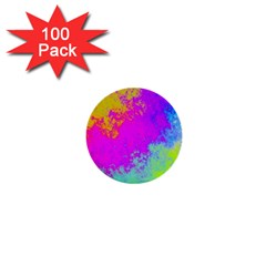 Grunge Radial Gradients Red Yellow Pink Cyan Green 1  Mini Buttons (100 Pack)  by EDDArt