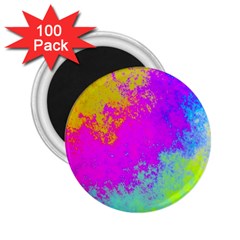 Grunge Radial Gradients Red Yellow Pink Cyan Green 2 25  Magnets (100 Pack)  by EDDArt