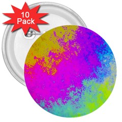 Grunge Radial Gradients Red Yellow Pink Cyan Green 3  Buttons (10 Pack)  by EDDArt