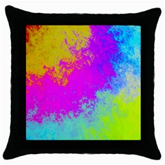 Grunge Radial Gradients Red Yellow Pink Cyan Green Throw Pillow Case (black) by EDDArt