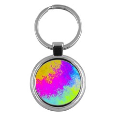 Grunge Radial Gradients Red Yellow Pink Cyan Green Key Chains (round)  by EDDArt