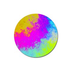 Grunge Radial Gradients Red Yellow Pink Cyan Green Magnet 3  (round) by EDDArt