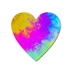 Grunge Radial Gradients Red Yellow Pink Cyan Green Heart Magnet by EDDArt