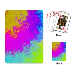 Grunge Radial Gradients Red Yellow Pink Cyan Green Playing Card by EDDArt