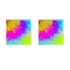 Grunge Radial Gradients Red Yellow Pink Cyan Green Cufflinks (square) by EDDArt