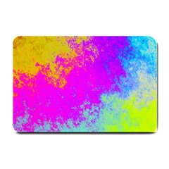 Grunge Radial Gradients Red Yellow Pink Cyan Green Small Doormat  by EDDArt