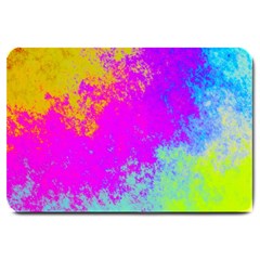 Grunge Radial Gradients Red Yellow Pink Cyan Green Large Doormat  by EDDArt